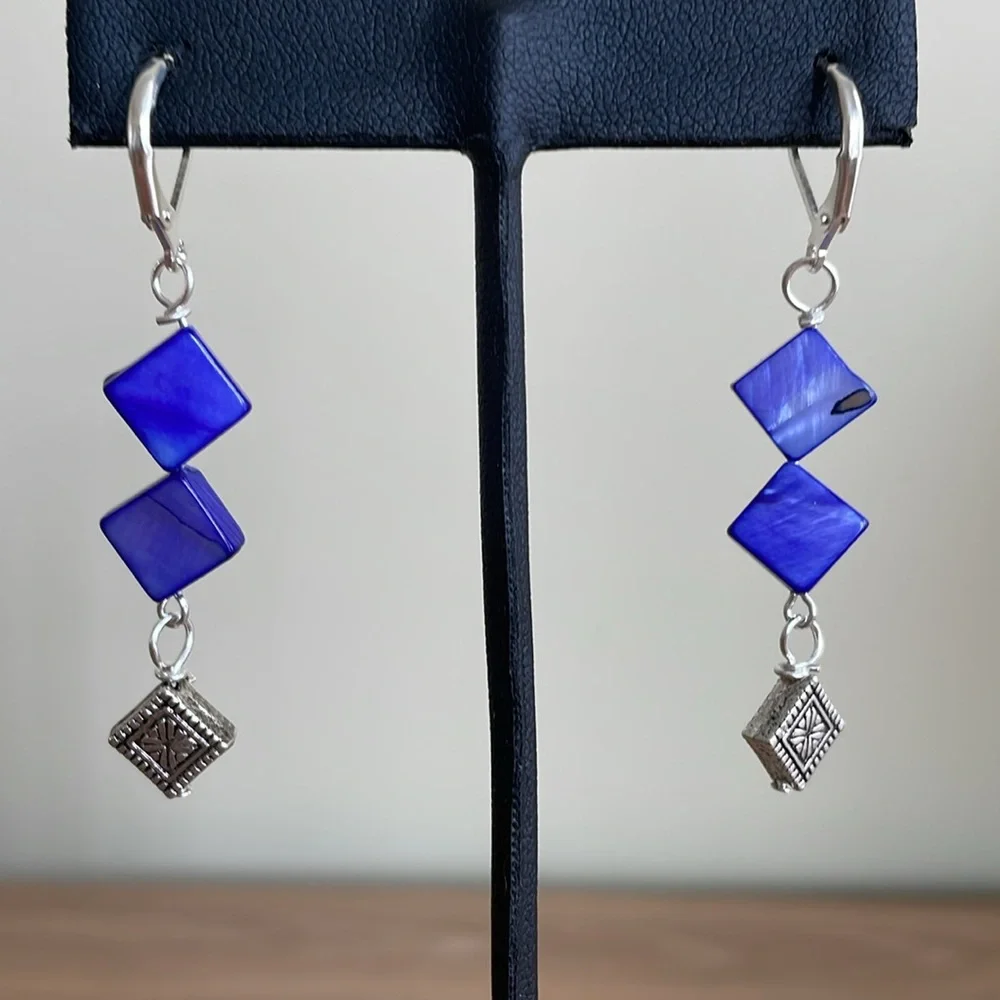 HAND CRAFTED EARRINGS Royal Purple with Silver